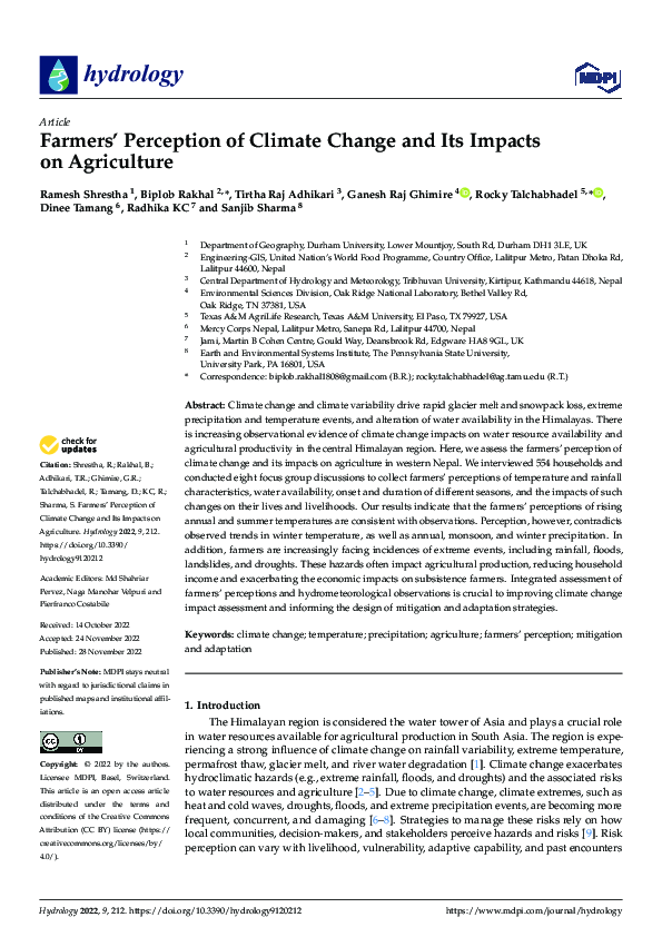 (PDF) Farmers’ Perception of Climate Change and Its Impacts on Agriculture