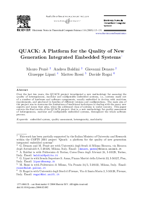 (PDF) QUACK: A Platform for the Quality of New Generation Integrated ...