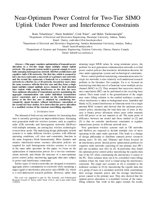 (PDF) Near-optimum power control for two-tier SIMO uplink under power ...