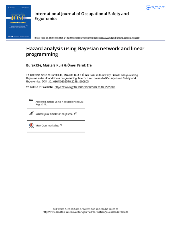 Pdf Hazard Analysis Using A Bayesian Network And Linear Programming