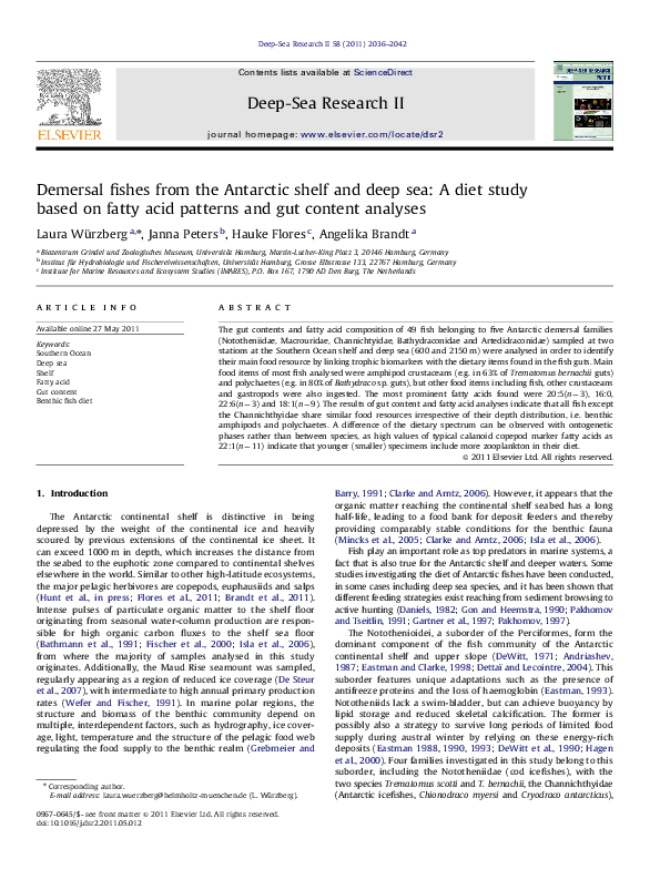 (PDF) Demersal fishes from the Antarctic shelf and deep sea: A diet ...