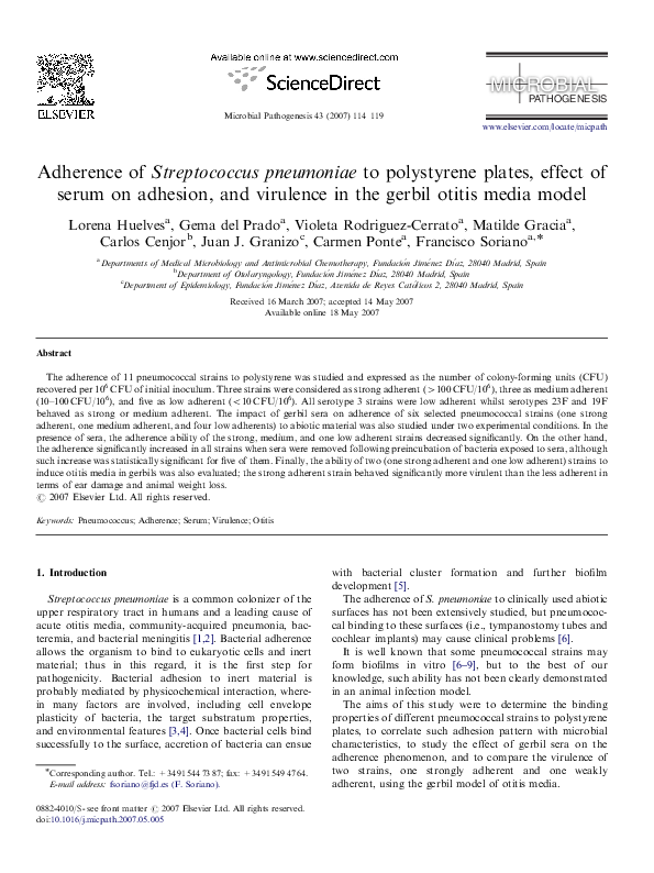 (PDF) Adherence of Streptococcus pneumoniae to polystyrene plates ...