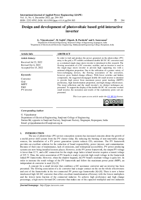 (PDF) Design and development of photovoltaic based grid interactive ...