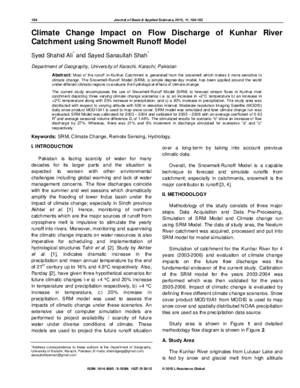 (PDF) Climate Change Impact on Flow Discharge of Kunhar River Catchment ...