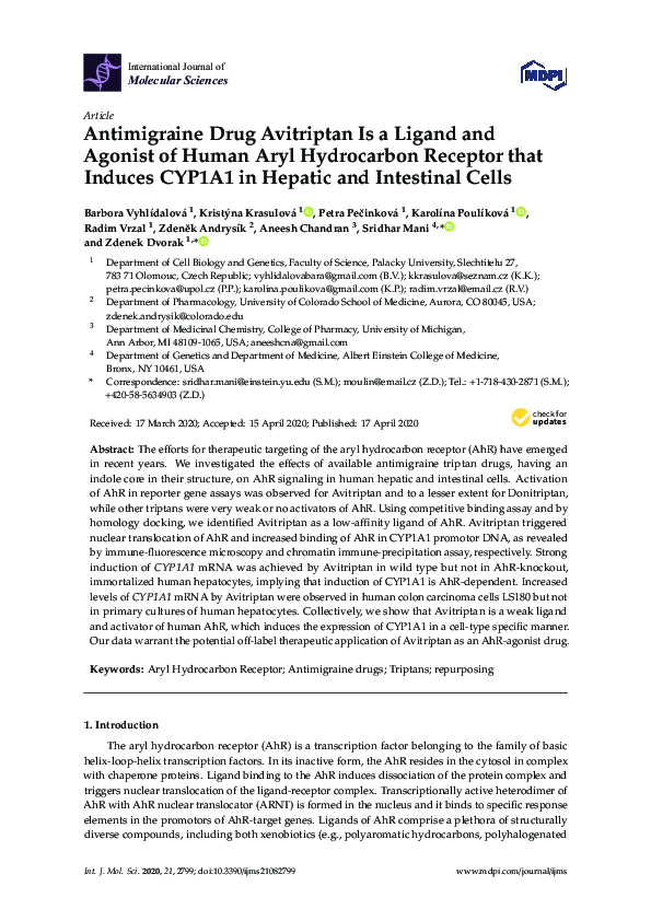 (PDF) Antimigraine Drug Avitriptan Is a Ligand and Agonist of Human ...