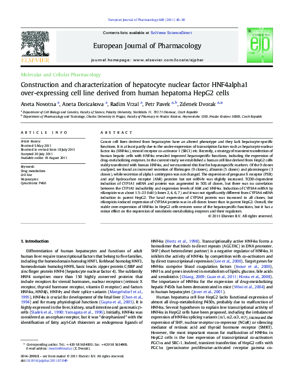 (PDF) Construction and characterization of hepatocyte nuclear factor ...