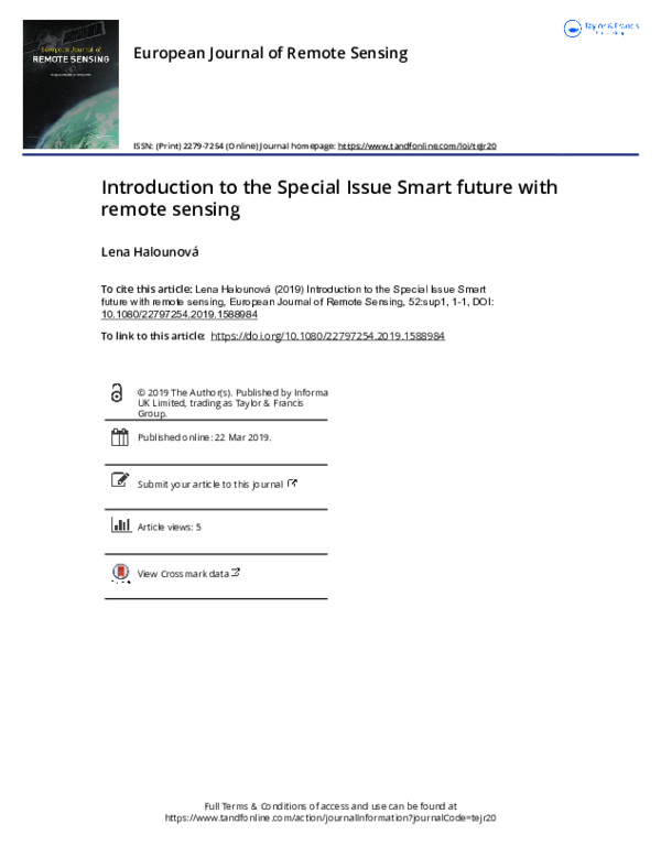 (PDF) Introduction to the Special Issue Smart future with remote sensing