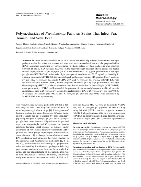 (PDF) Polysaccharides of Pseudomonas Pathovar Strains That Infect Pea ...