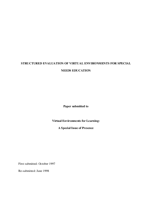 (PDF) Structured Evaluation of Virtual Environments for Special-Needs ...