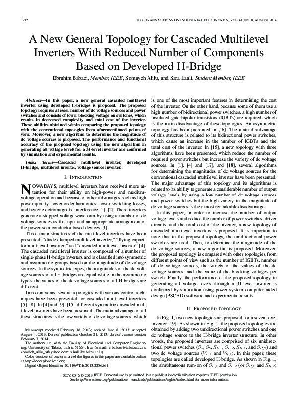(PDF) A New General Topology for Cascaded Multilevel Inverters With ...