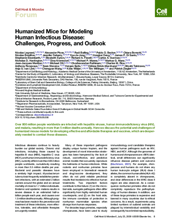 (PDF) Humanized Mice for Modeling Human Infectious Disease: Challenges ...