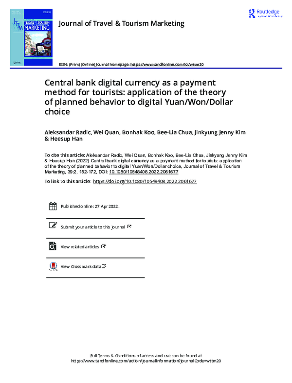 (PDF) Central bank digital currency as a payment method for tourists ...