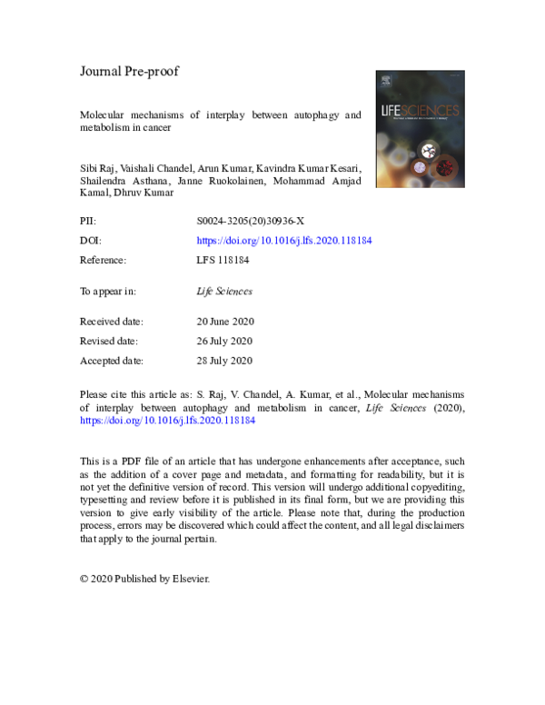 (PDF) Molecular mechanisms of interplay between autophagy and ...