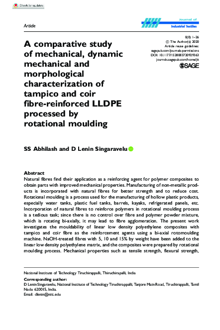 (PDF) A comparative study of mechanical, dynamic mechanical and ...