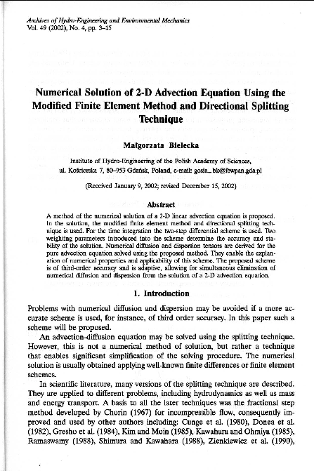 (PDF) Numerical solution of 2-d advection equation using the modified ...