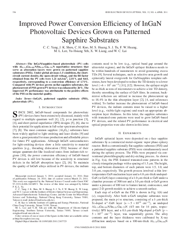 (PDF) Improved Power Conversion Efficiency of InGaN Photovoltaic ...