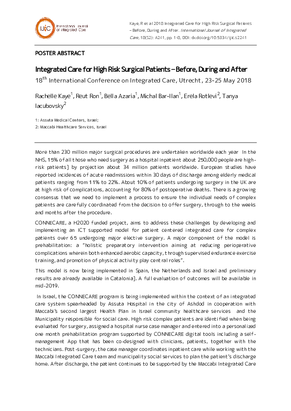 (PDF) Integrated Care for High Risk Surgical Patients – Before, During ...