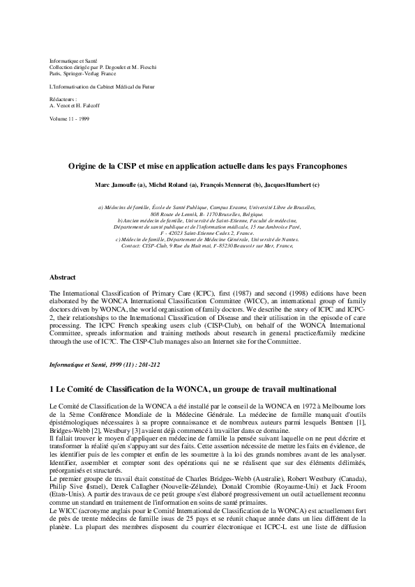 (PDF) Origine de la CISP et mise en application actuelle dans les pays ...