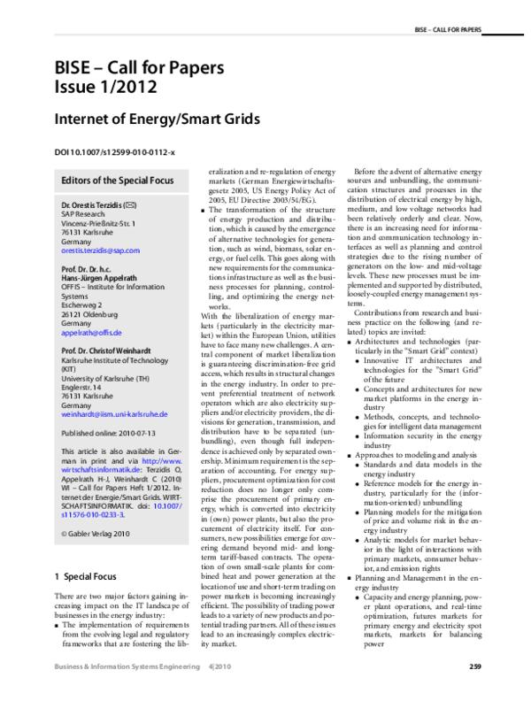 (PDF) BISE – Call for Papers Issue 1/2012