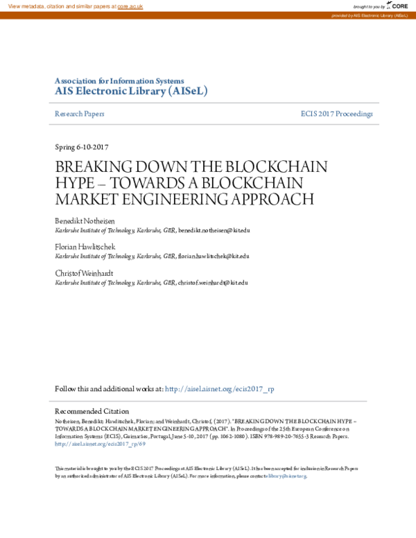 (PDF) Breaking down the Blockchain Hype - towards a Blockchain Market ...