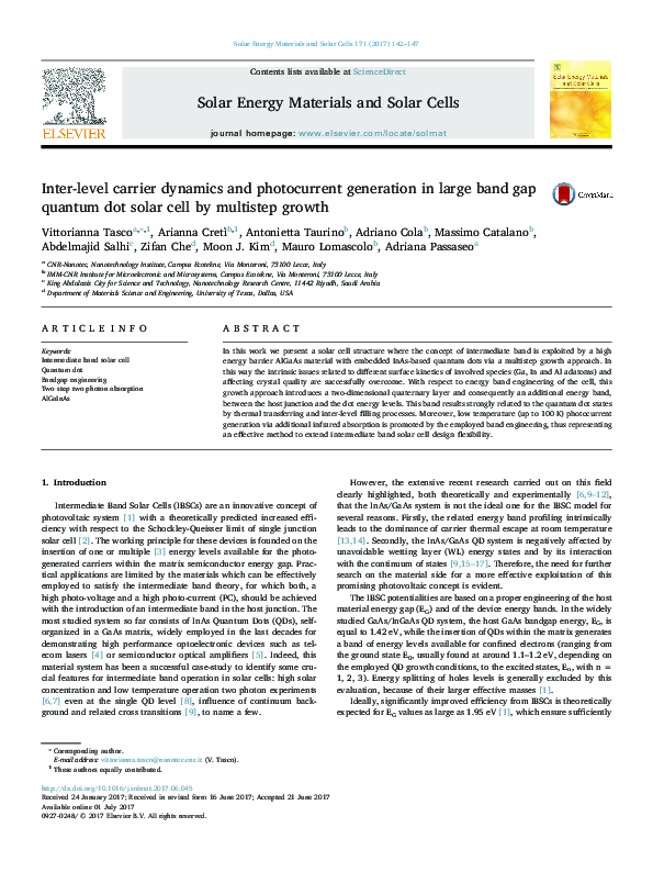 (PDF) Solar Energy Materials and Solar Cells