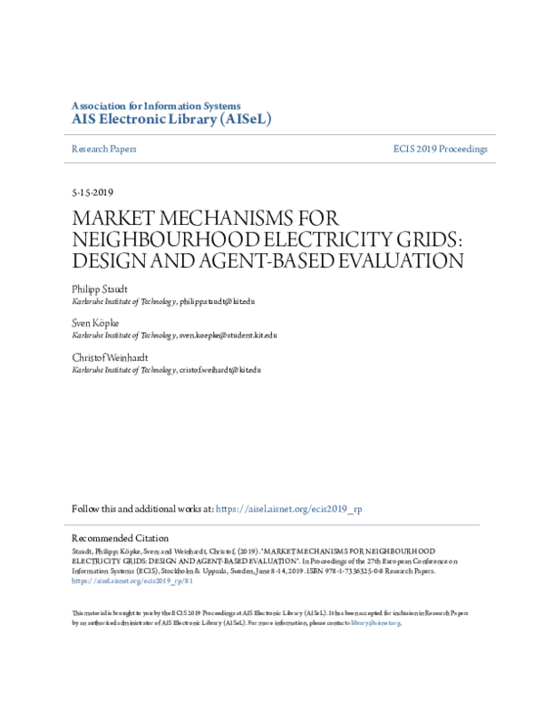 (PDF) Market mechanisms for neighbourhood electricity grids: Design and ...