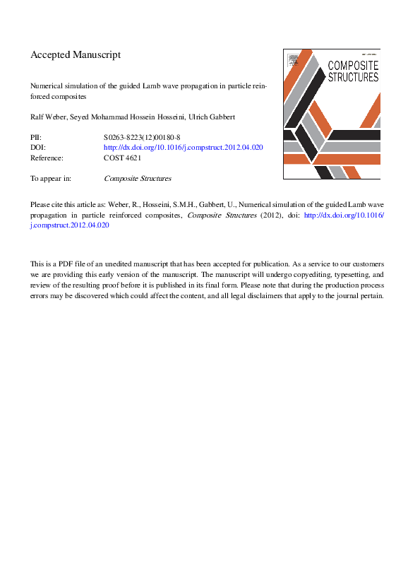 (PDF) Numerical simulation of the guided Lamb wave propagation in ...