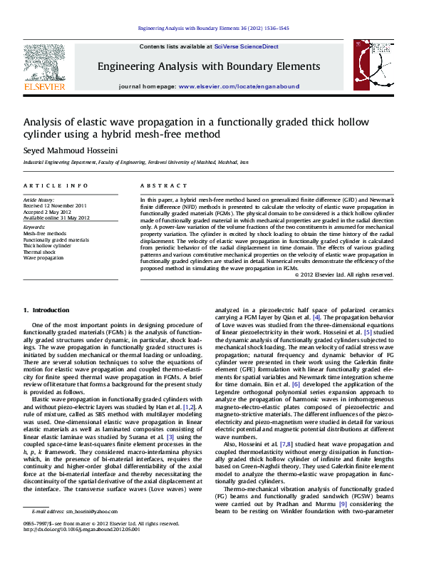 (PDF) Analysis of elastic wave propagation in a functionally graded ...