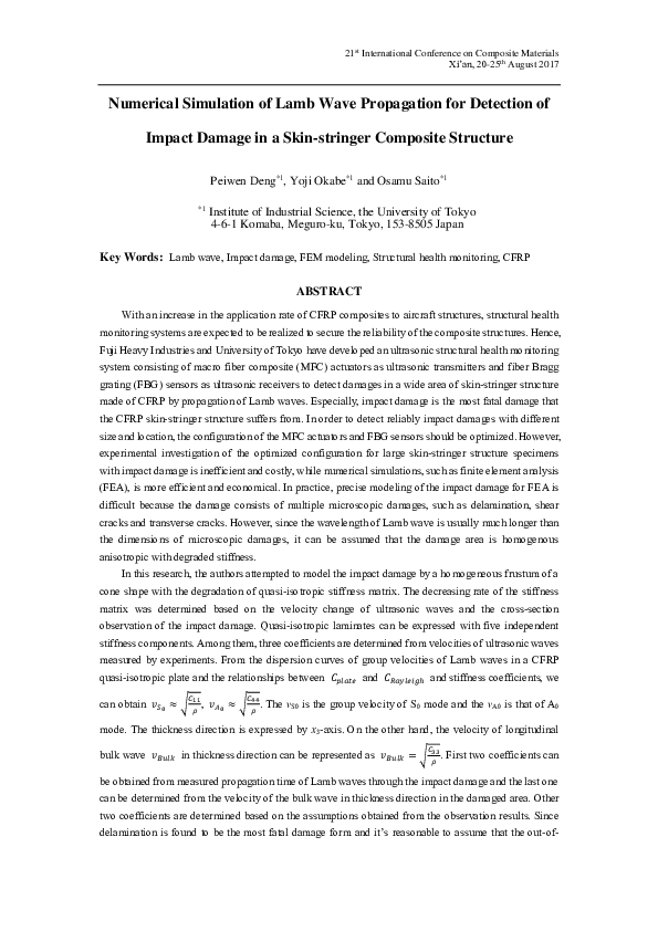 (PDF) Numerical simulation of the Lamb wave propagation in honeycomb ...
