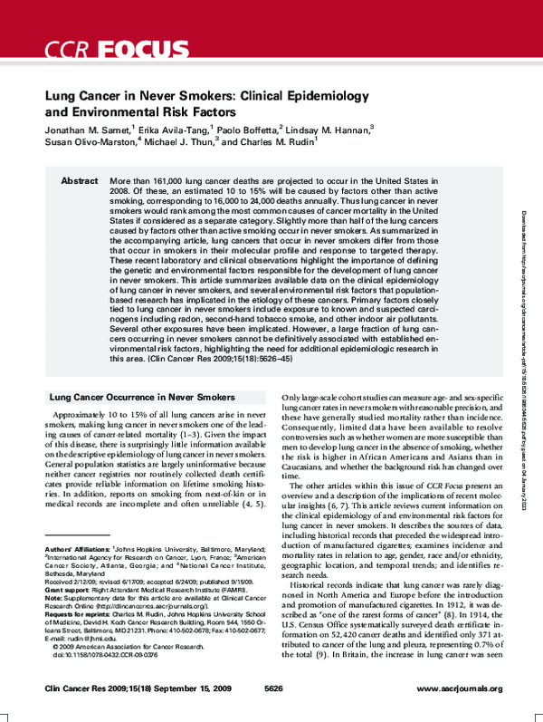(PDF) Lung Cancer in Never Smokers: Clinical Epidemiology and ...