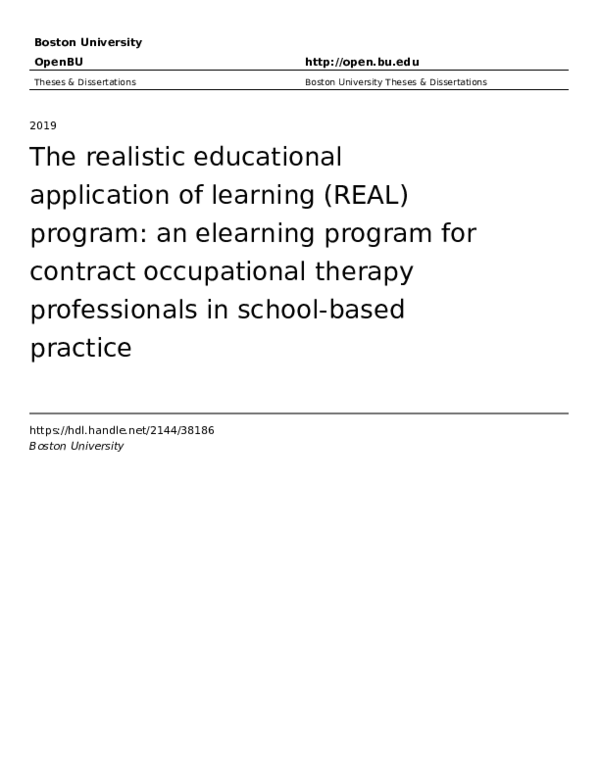 (PDF) The realistic educational application of learning (REAL) program ...