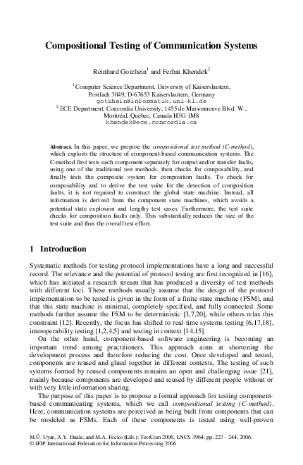 (PDF) Compositional Testing of Communication Systems