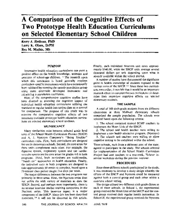 (PDF) A Comparison of the Cognitive Effects of Two Prototype Health ...