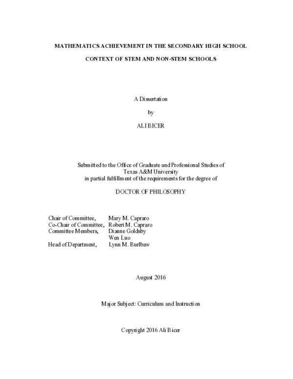 (PDF) Mathematics achievement in the secondary high school context of ...