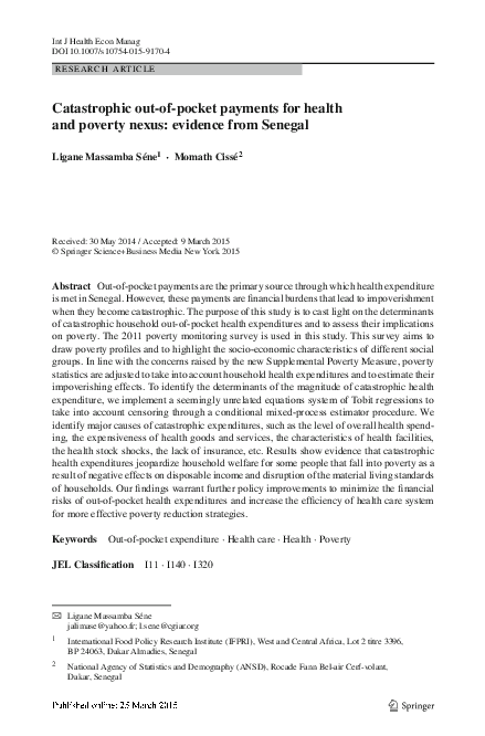 (PDF) Catastrophic out-of-pocket payments for health and poverty nexus ...