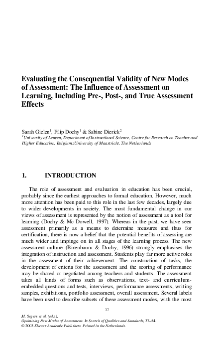 (PDF) Evaluating the Consequential Validity of New Modes of Assessment ...