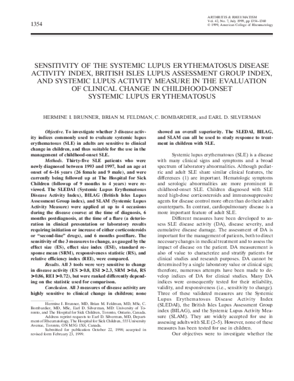(PDF) Sensitivity of the systemic lupus erythematosus disease activity ...