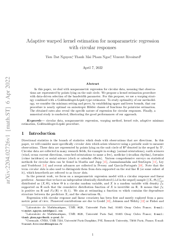 (PDF) Adaptive warped kernel estimation for nonparametric regression ...