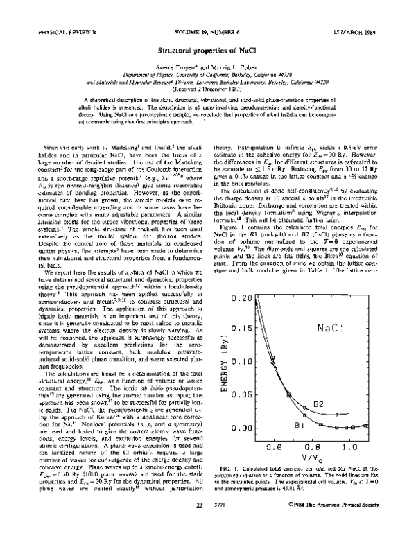 (PDF) Structural properties of NaCl