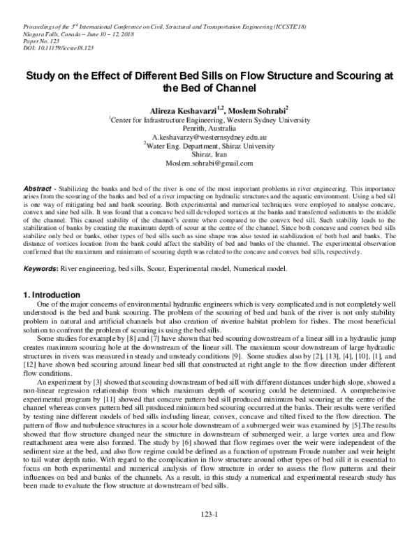 (PDF) Impact of Bed Sills on Flow Structure and Scouring