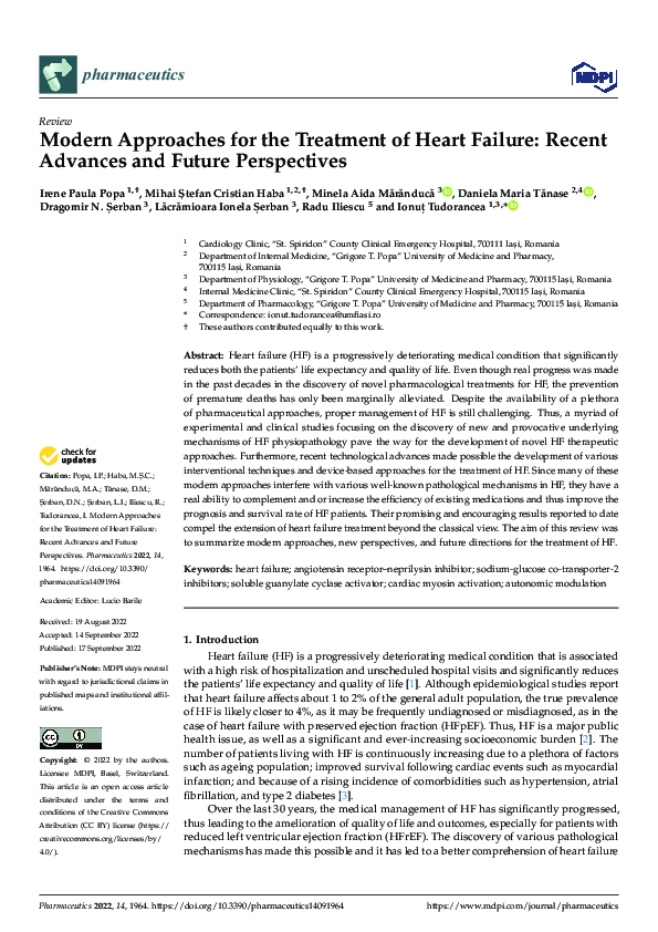 (PDF) Modern Approaches for the Treatment of Heart Failure: Recent ...