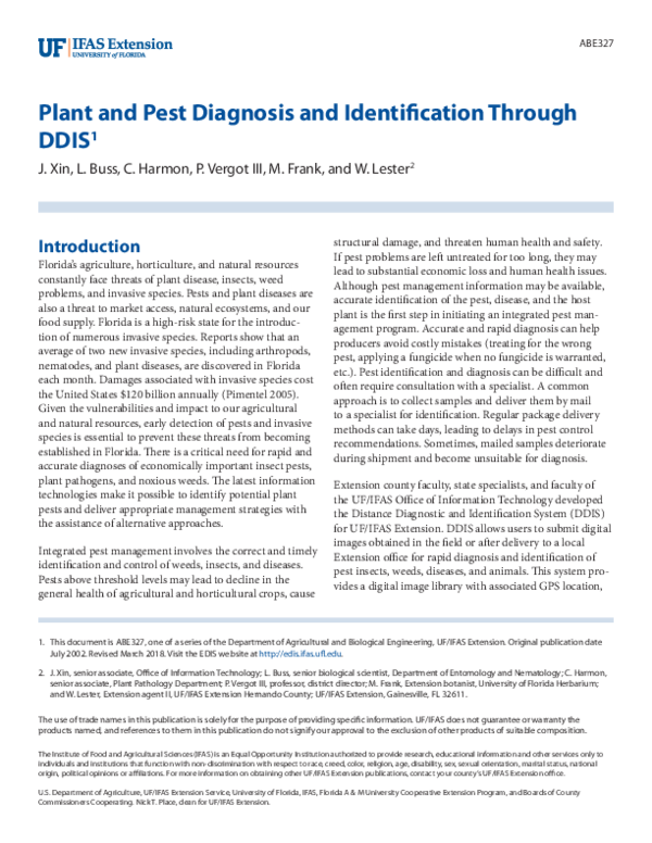 (PDF) Plant and Pest Diagnosis and Identification through DDIS