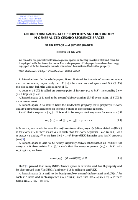 (PDF) On uniform Kadec-Klee properties and rotundity in generalized ...