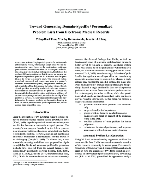 (PDF) Toward Generating Domain-Specific / Personalized Problem Lists ...
