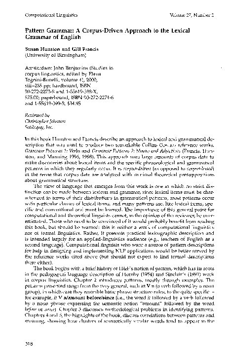 (PDF) Pattern Grammar: A Corpus-Driven Approach to the Lexical Grammar ...