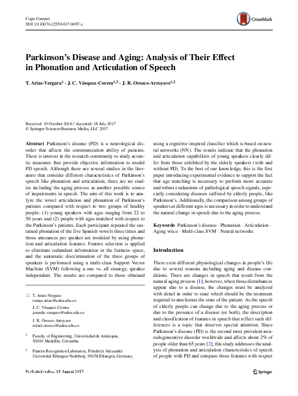 (PDF) Parkinson’s Disease and Aging: Analysis of Their Effect in ...