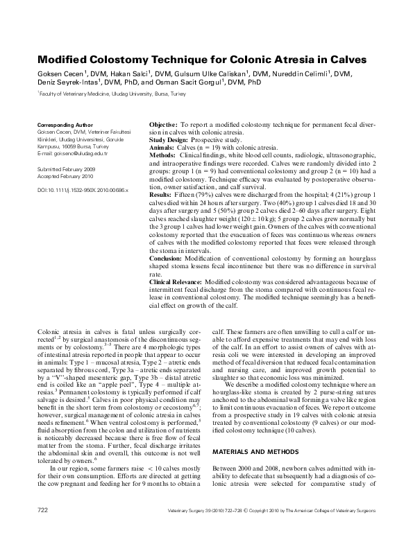 (PDF) Modified Colostomy Technique for Colonic Atresia in Calves