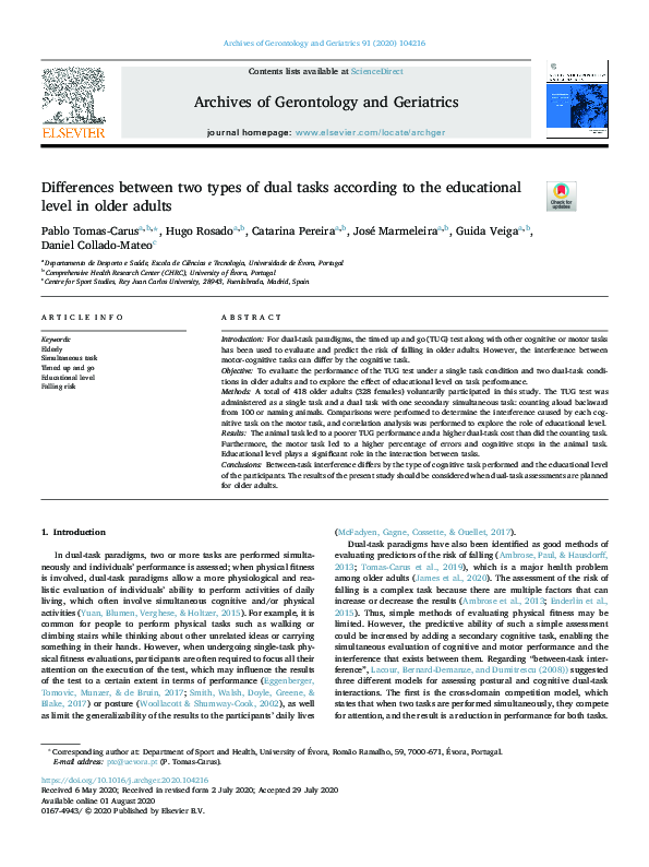 (PDF) Differences between two types of dual tasks according to the ...