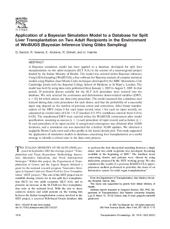 (PDF) Application of a Bayesian Simulation Model to a Database for ...