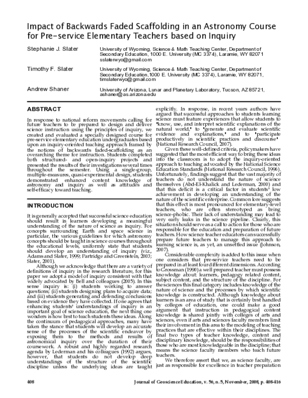 (PDF) Impact of Backwards Faded Scaffolding in an Astronomy Course for ...